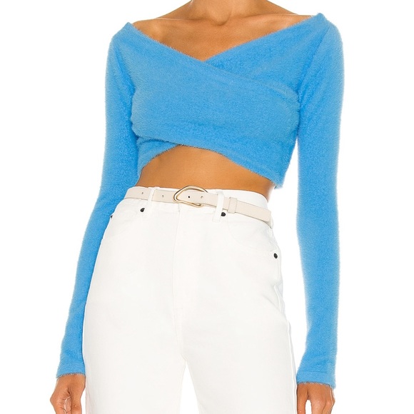 Amanda Uprichard Blue Wrap Sweater - Picture 1 of 7
